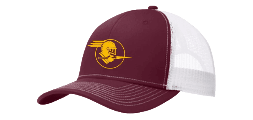 Maroon and white Knights hat